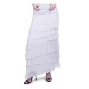 White Italian Silk Skirt with ruffles cascading BNWT